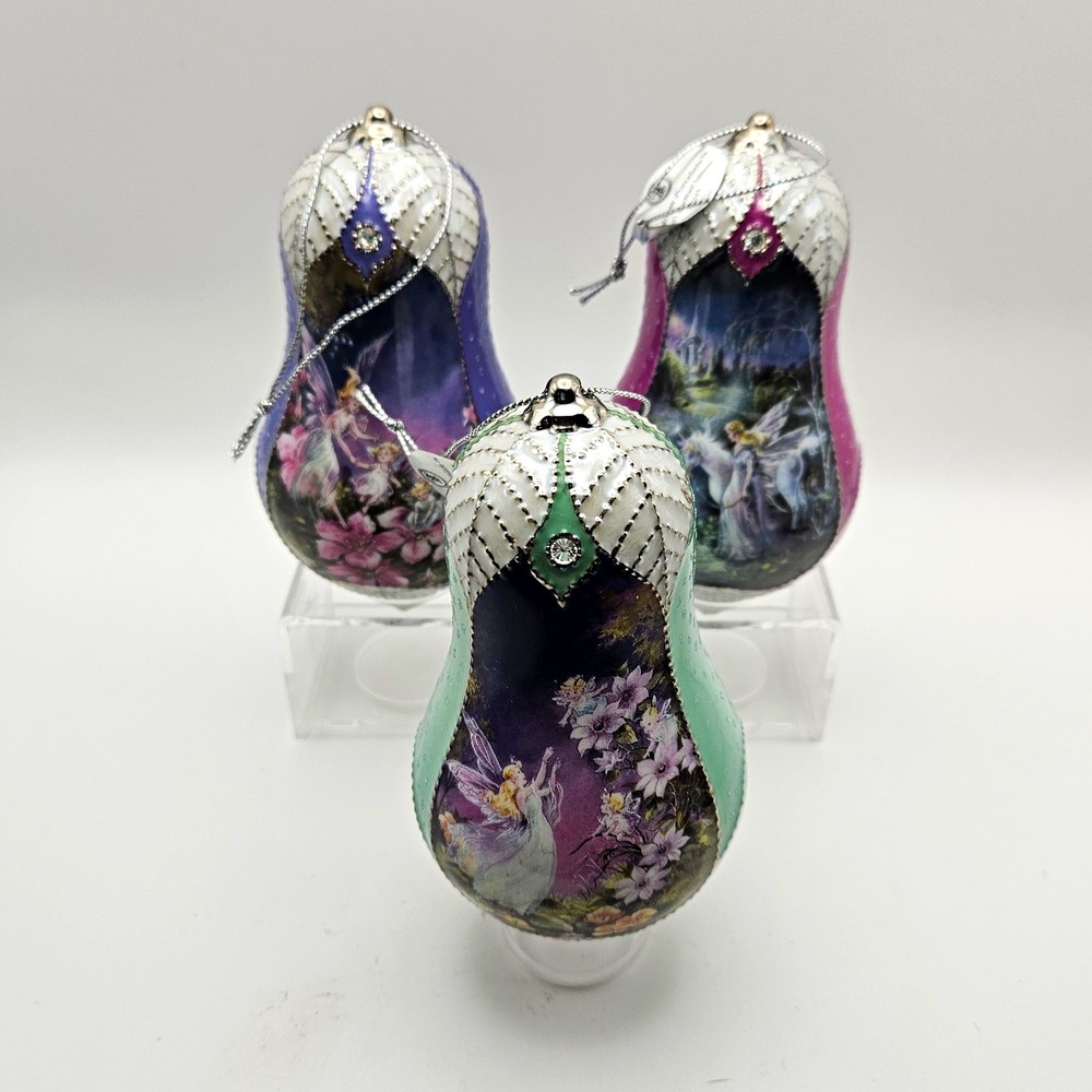 Bradford Editions Heirloom Porcelain Mimi Jobe Fairy Ornaments Set of 3  - 2000